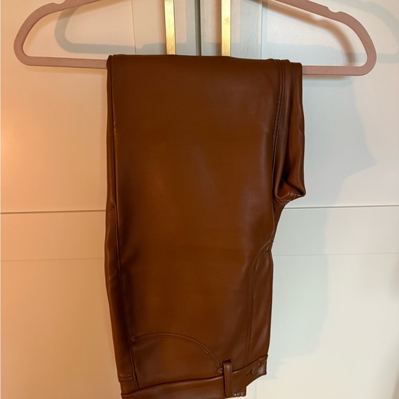 Good American Faux Leather Camel Straight Leg Pants - Picture 4 of 4